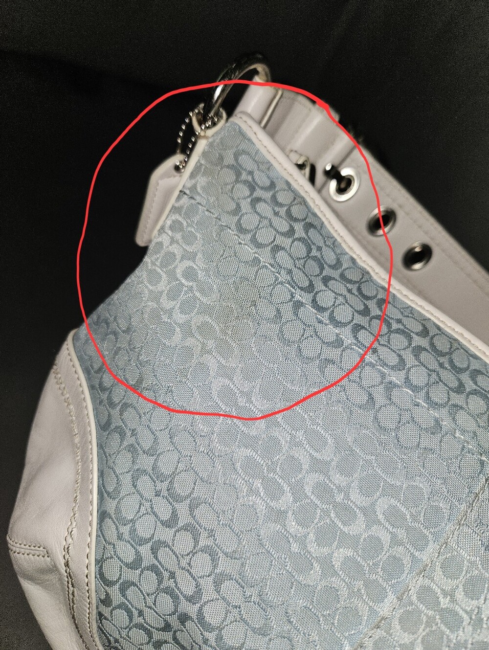 Coach Vintage Y2K Blue White Signature Monogram Canvas Leather Soho Shoulder Bag - Picture 11 of 16